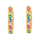 Seol gold - 9ct Solid Gold multicolored cz hoops