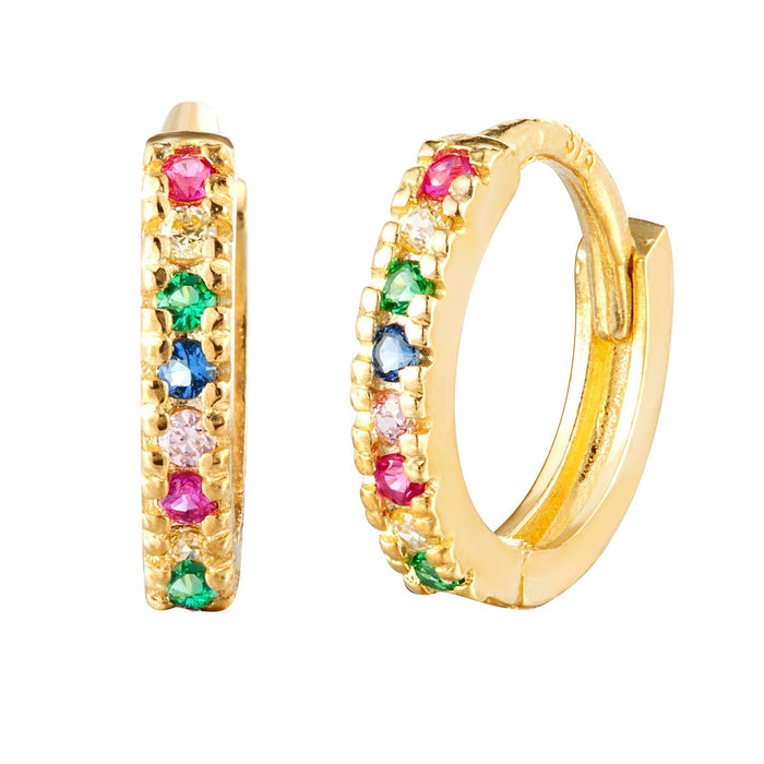 Seol gold - 9ct Solid Gold multicolored cz hoops