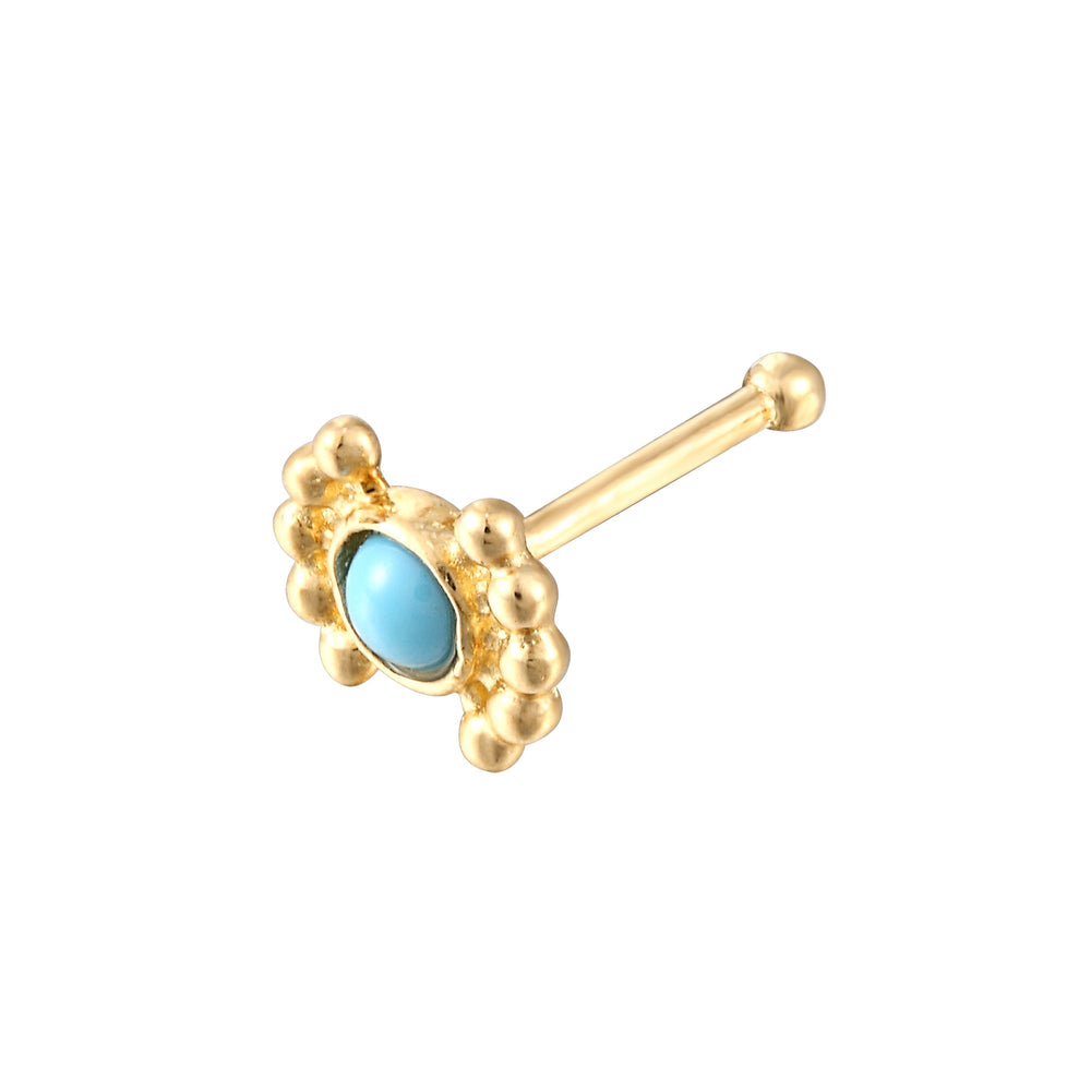 9ct Solid Gold Turquoise Nose Stud