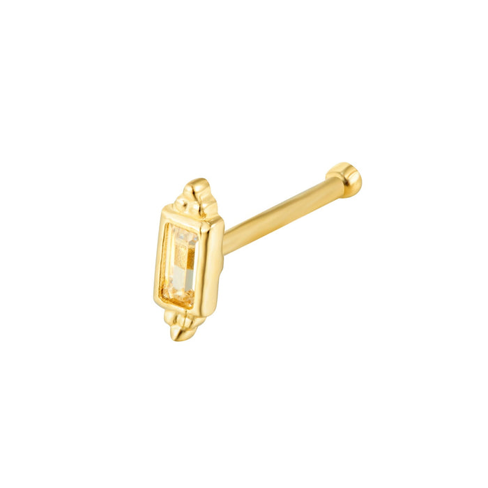 9ct Solid Gold Baguette CZ Nose Stud - seolgold