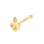 9ct solid gold - square dotted cz nose stud - seolgold