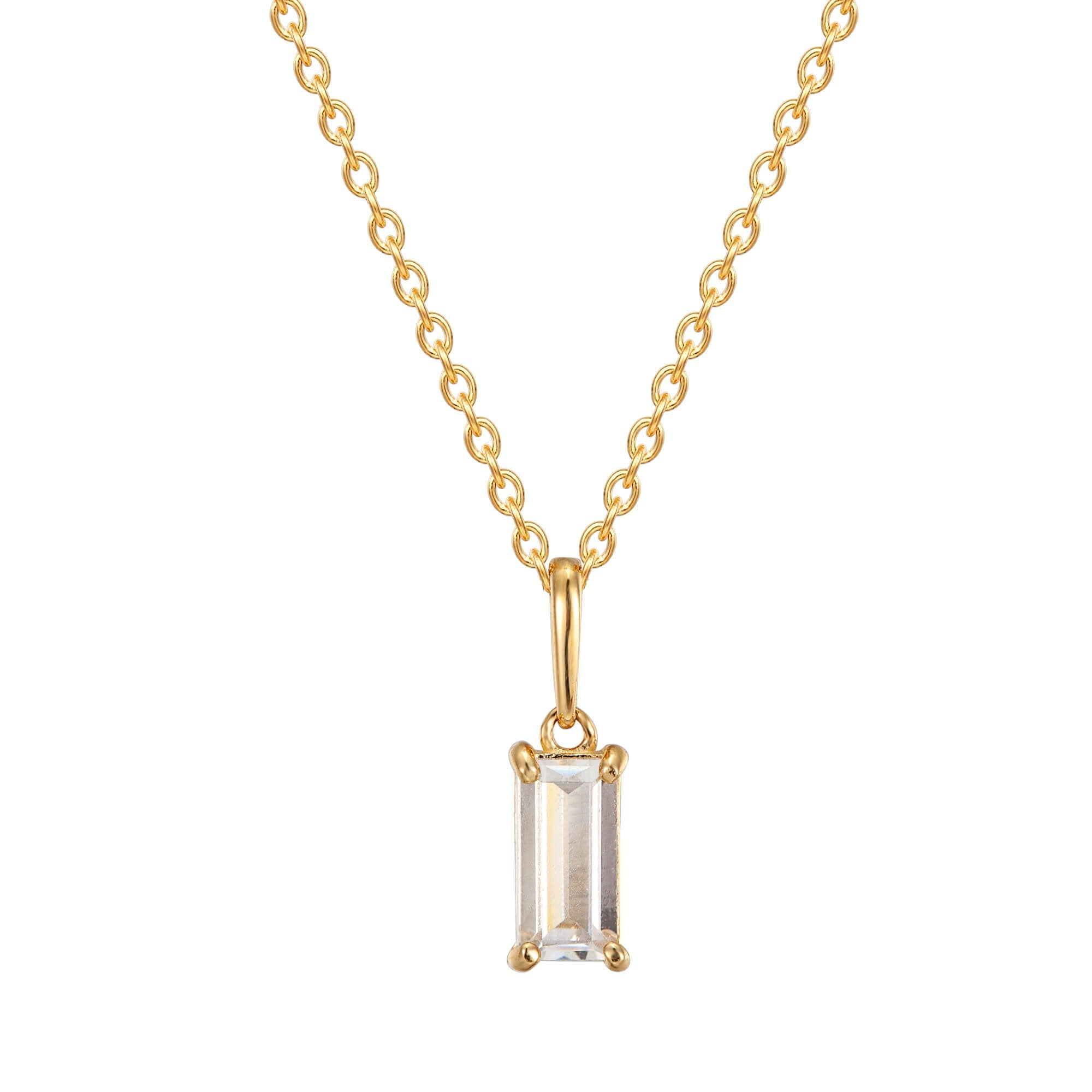 9ct Solid Gold Baguette CZ Charm - seol gold