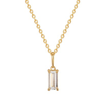9ct Solid Gold Baguette CZ Charm - seol gold