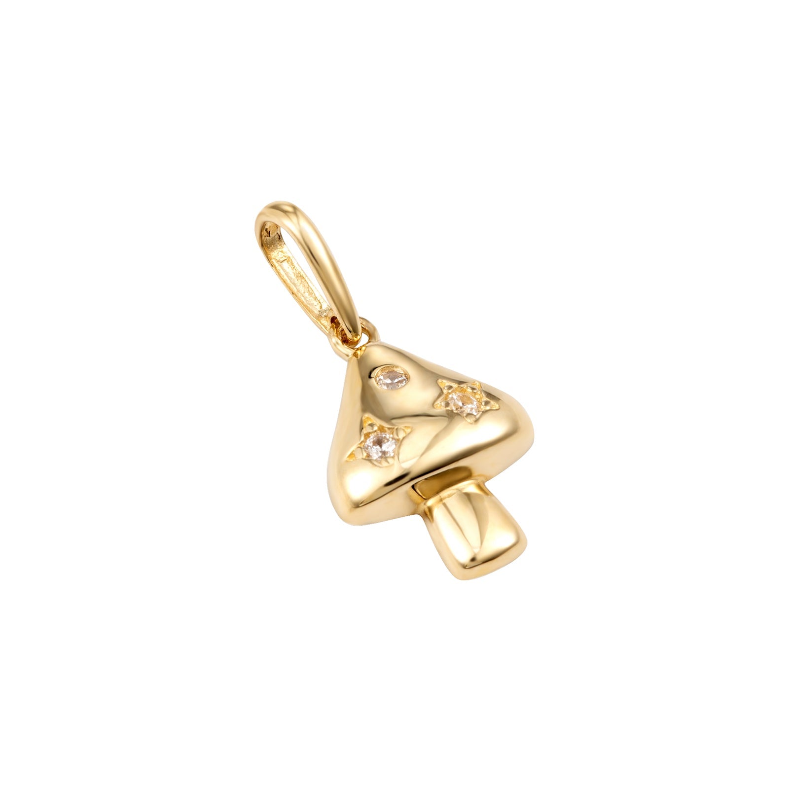 9ct Solid Gold CZ Mushroom Pendant