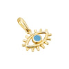 A 9ct solid gold pendant with an enamel eye design, displayed against a white background - seolgold