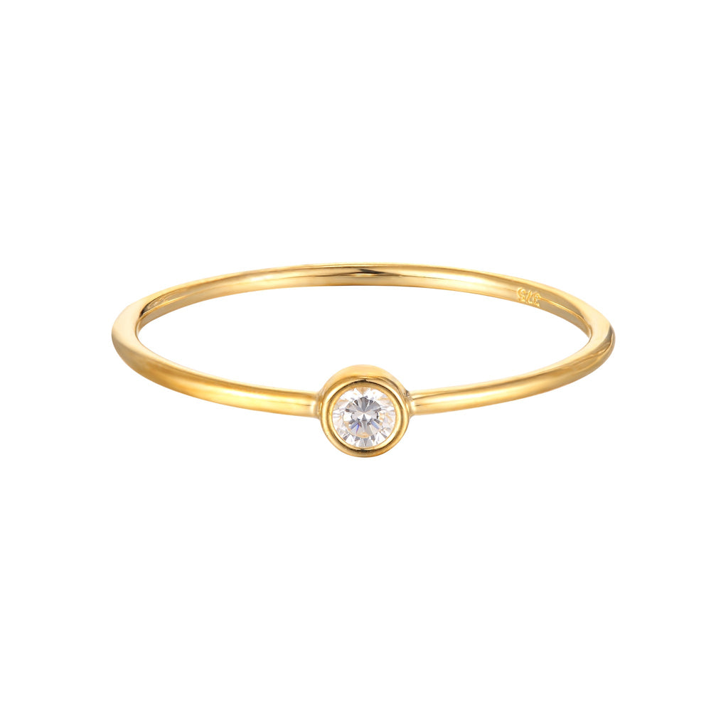 9ct Solid Gold CZ Bezel Ring
