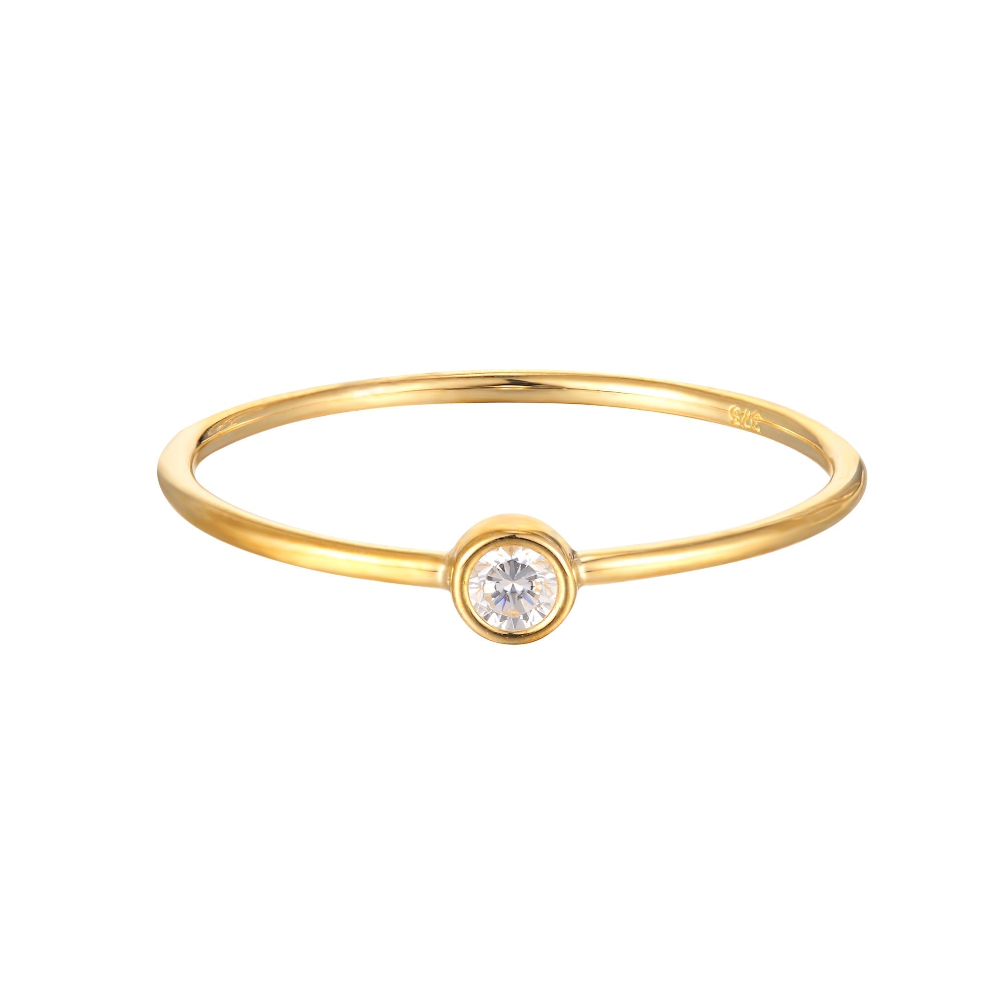 9ct Gold CZ Solo Bezel Ring - seol-gold