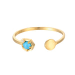 9ct Solid Gold Turquoise & CZ Open Ring