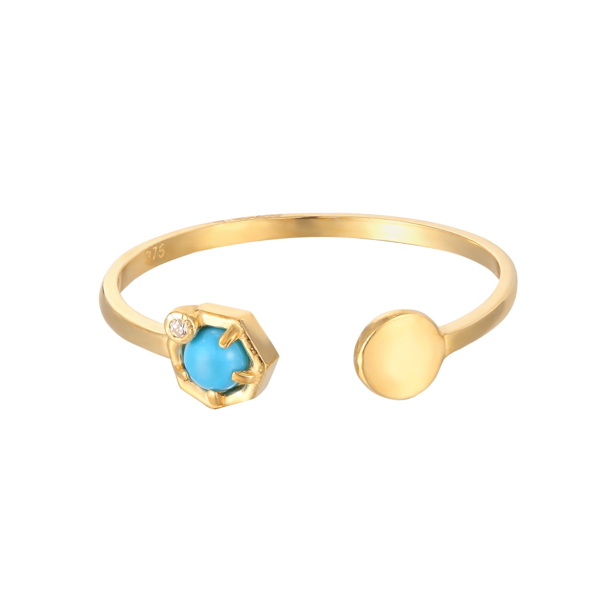 9ct Solid Gold Turquoise CZ Open Ring - Main Image