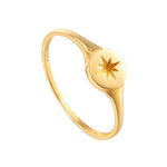 18ct Gold Vermeil Compass Star Signet Ring