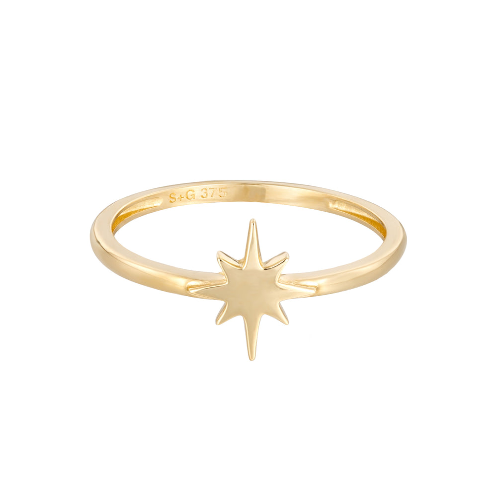 9ct Solid Gold North Star Ring