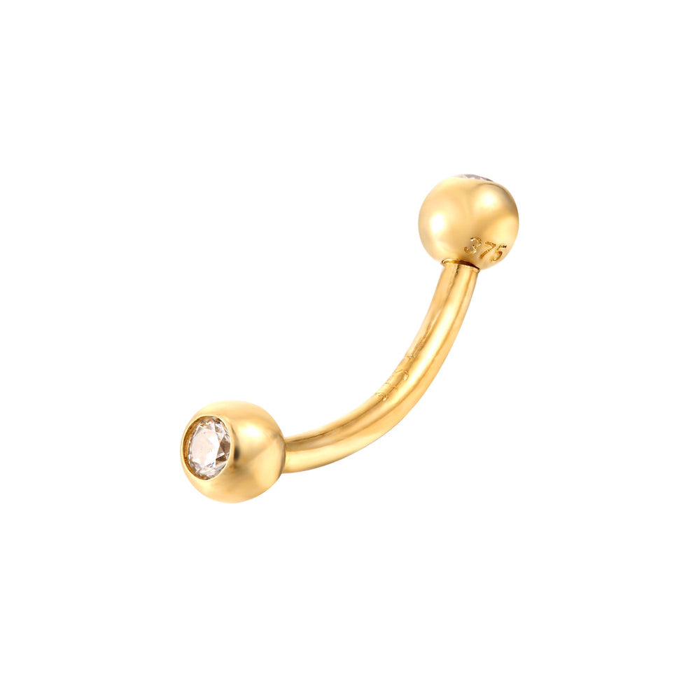 18ct Gold Vermeil CZ Curved Barbell Stud