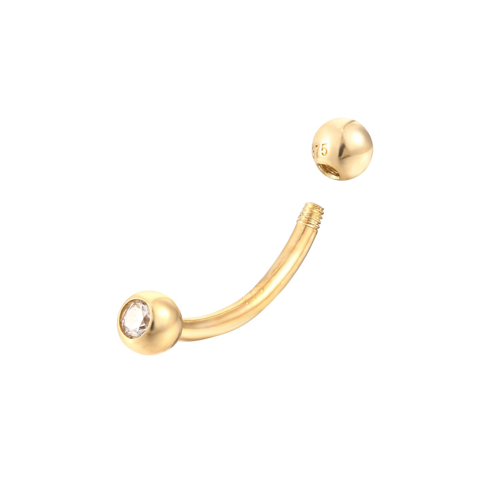gold curved Barbell Stud - seol-gold