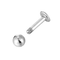 9ct Solid White Gold Labret Ball Stud - seolgold