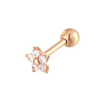 9ct Solid Rose Gold Daisy Flower CZ Stud