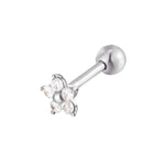 9ct Solid White Gold Daisy Flower CZ Stud