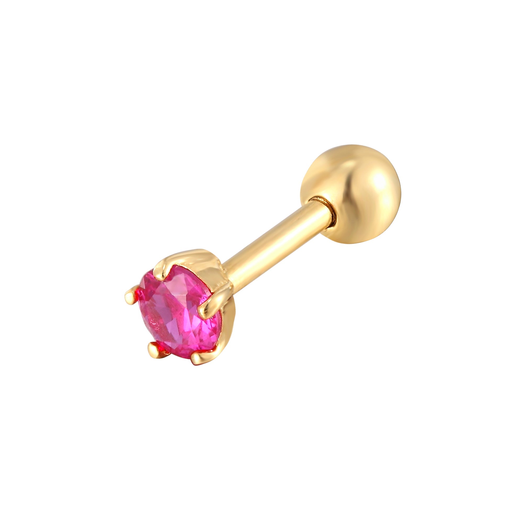 9ct gold ruby cartilage stud - seolgold