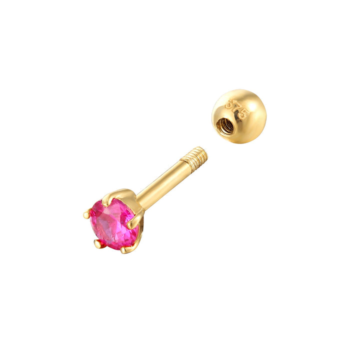 9ct gold ruby cartilage earring - seolgold