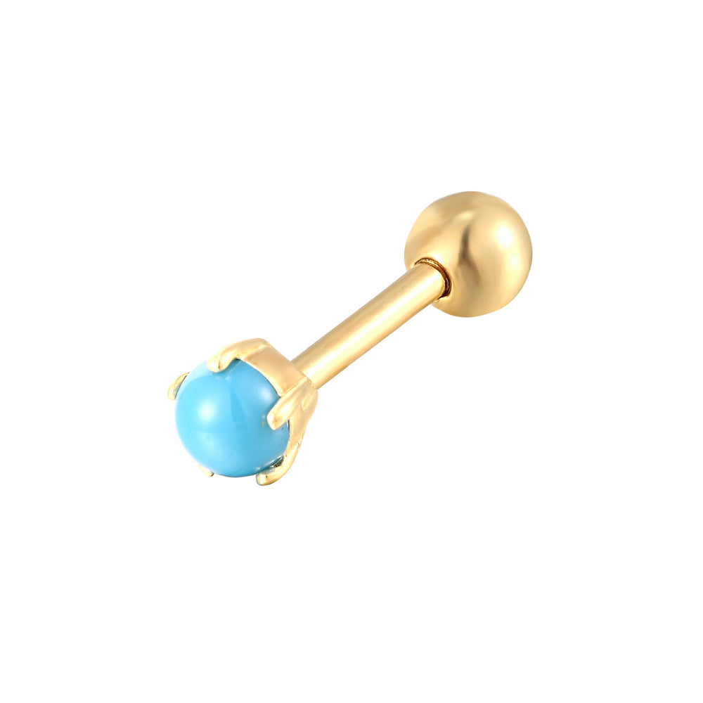 9ct Solid Gold Turquoise CZ Claw Stud