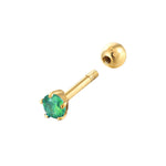 9ct gold emerald cartilage stud - seolgold