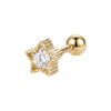 Gold star-shaped earring with a clear gemstone on a white background - seolgold