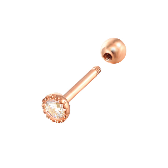 9ct Solid Rose Gold Scallop Bezel CZ Stud - SEOLGOLD