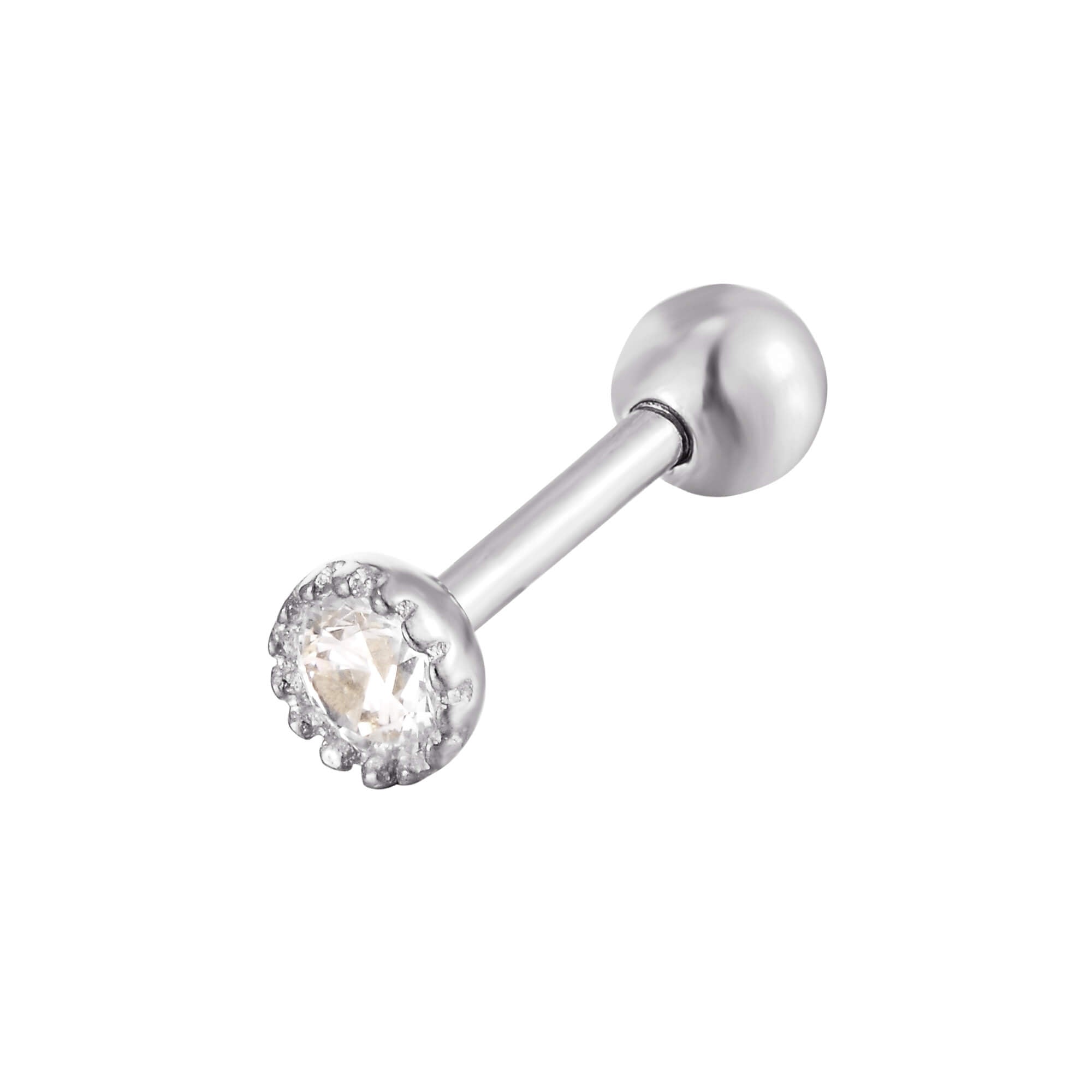 9ct white gold cartilage stud - seolgold