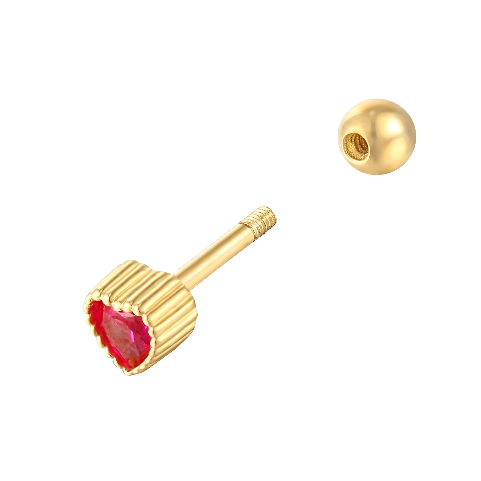 9ct Solid Gold Ruby earring - seol-gold