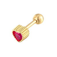 9ct Solid Gold Ruby heart CZ stud earring - seol-gold