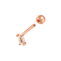 Rose gold nose ring with a clear gemstone on a white background - seolgold