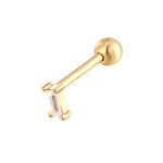 9ct Solid Gold CZ Baguette Barbell Stud