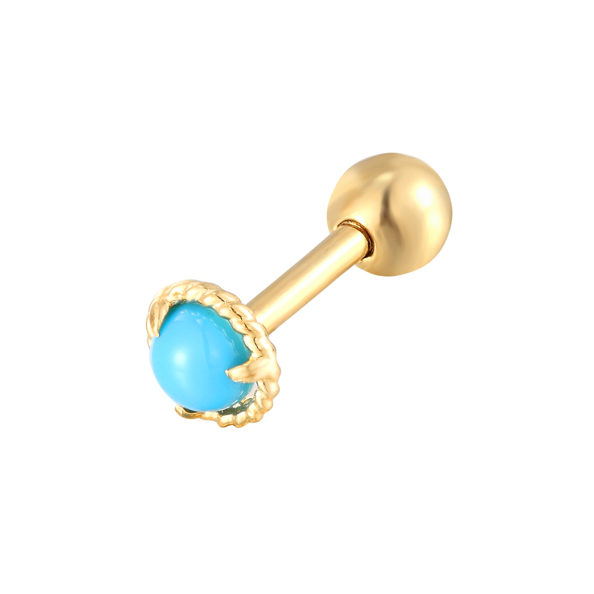 9ct Solid Gold turquoise cartilage earring - seol-gold