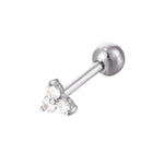 9ct Solid White Gold Triple CZ Stud