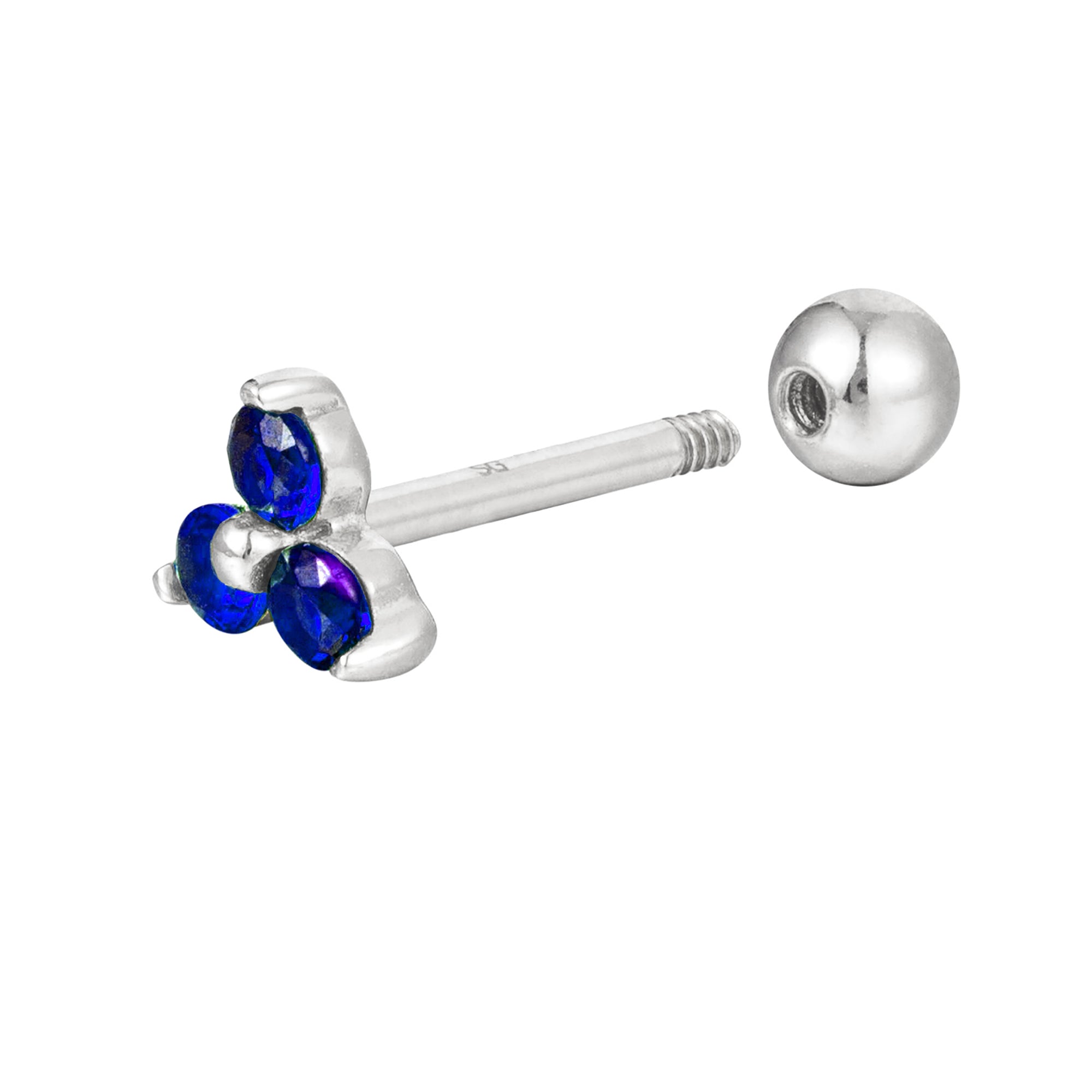 Sterling Silver Triple Sapphire CZ Stud - seolgold