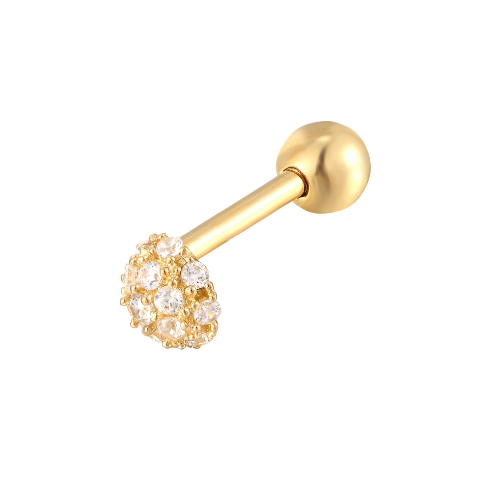 9ct Solid Gold Pave Barbell Stud