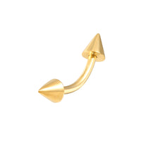 9ct gold spike curved barbell stud - seol-gold