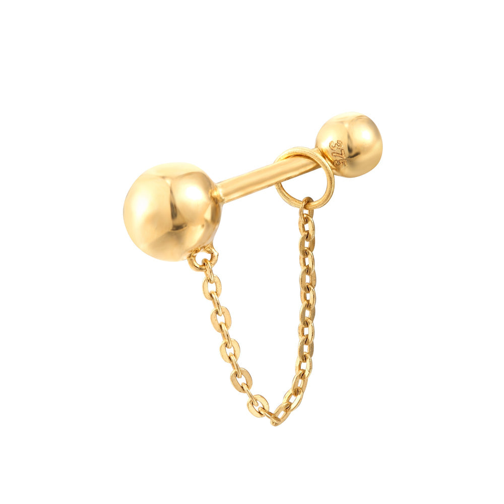 9ct Solid Gold Ball and Chain Stud