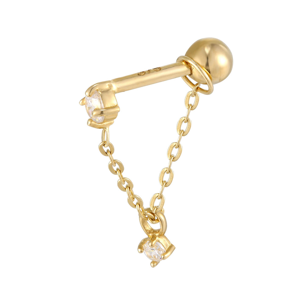 9ct Solid Gold CZ Chain Stud