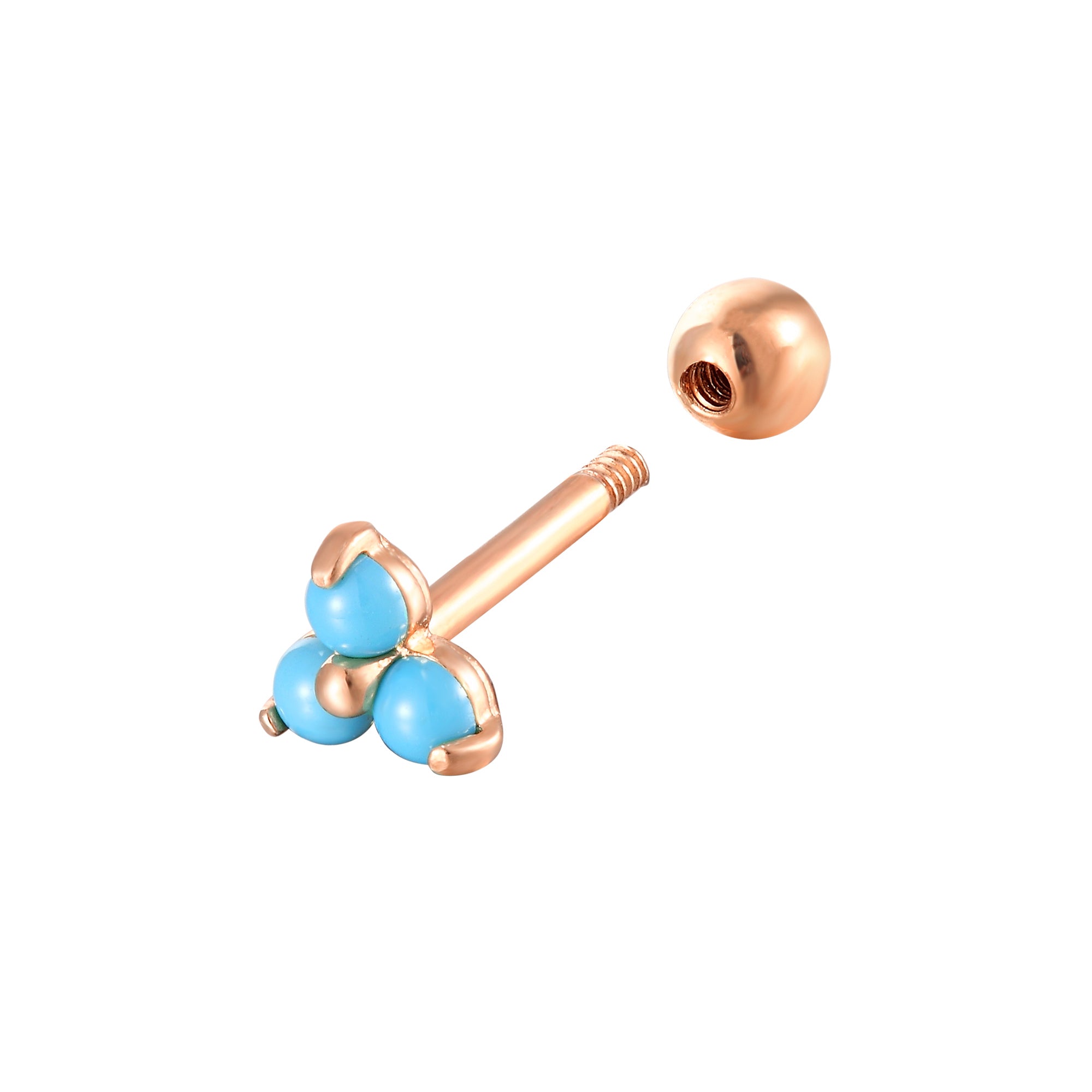 Rose gold and turquoise earring on a white background - seolgold