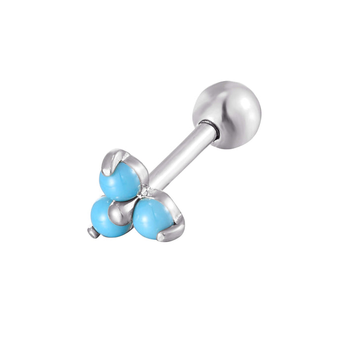 silver turquoise cartilage earring - seol-gold