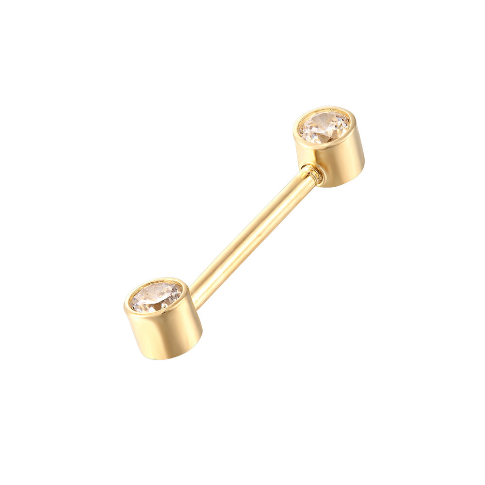 9ct Solid Gold CZ Barbell Scaffold Stud