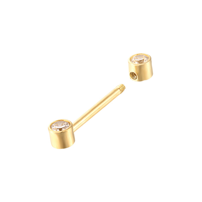 gold barbell earring - seolgold