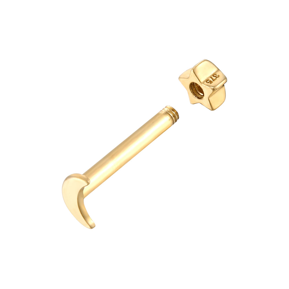 9ct Solid Gold star moon stud - seol gold