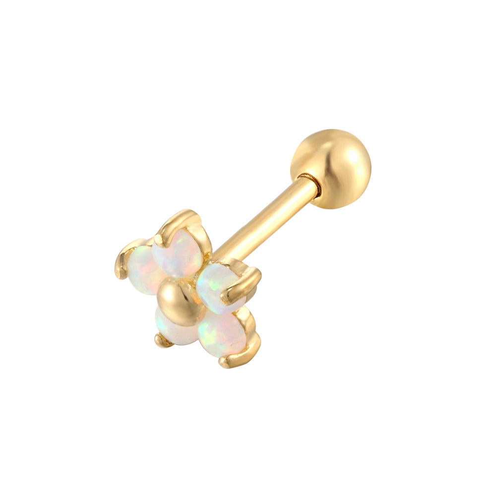 9ct Solid Gold Opal Flower Stud