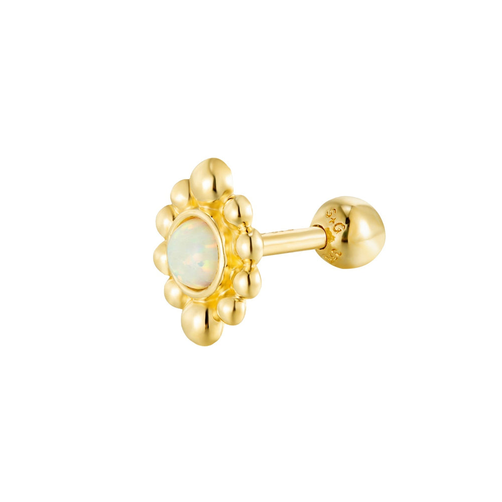 9ct Solid Gold Opal Flower Stud Earring