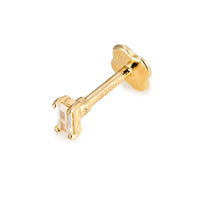 9ct Solid Gold Baguette CZ Labret Stud Earring - seolgold