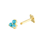 9ct Solid Gold - Turquoise Labret Stud Earring - seolgold