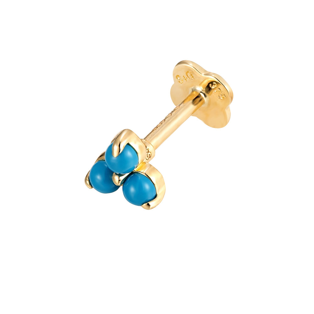 9ct Gold - Turquoise Labret Stud Earring - seolgold