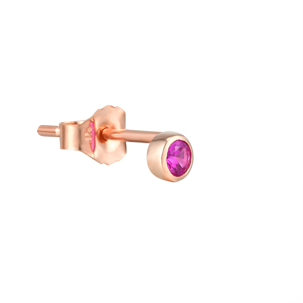 9ct Solid Rose Gold Ruby Bezel Studs