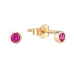 9ct Solid Gold Ruby Bezel Studs